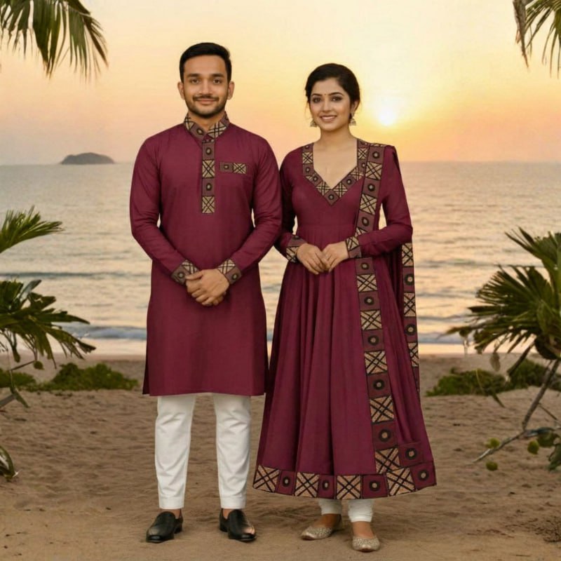 Couple Panjabi Three Piece Combo - Image 4